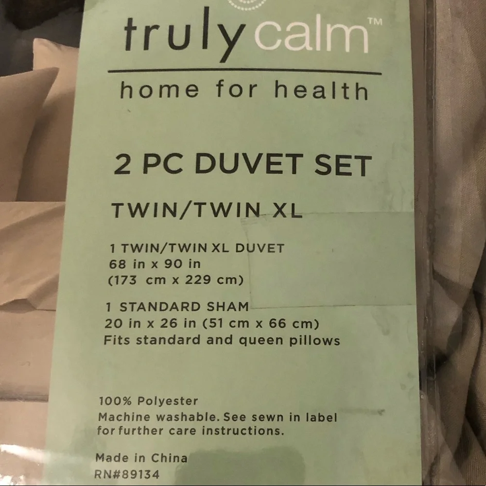 NWT Antimicrobial Duvet Set Twin/ Twin XL Khaki- Truly Calm